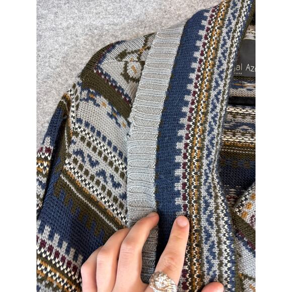Yigal Azrouel Cardigan Sweater Womens XS Gray Fair Isle Baby Alpaca Wool Knit - Picture 5 of 8